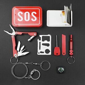 5 Outdoor equipment, wilderness survival tools, emergency kit SOS rescue box set